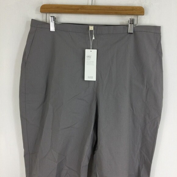 Eileen Fisher Womens Organic Cotton Stretch Poplin Hi Waisted Pants Gray… - Picture 2 of 8